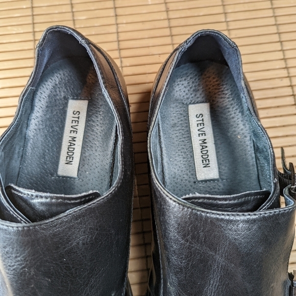 Steve Madden Mens Black Leather Double Monk Strap Cap toe Oxford Dress Shoes Si - Picture 6 of 10